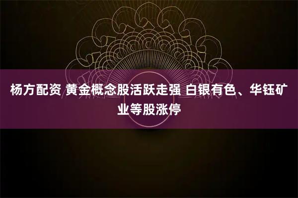 杨方配资 黄金概念股活跃走强 白银有色、华钰矿业等股涨停
