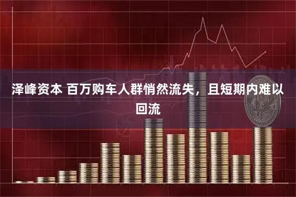 泽峰资本 百万购车人群悄然流失，且短期内难以回流
