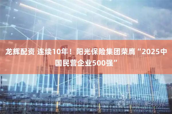 龙辉配资 连续10年！阳光保险集团荣膺“2025中国民营企业500强”